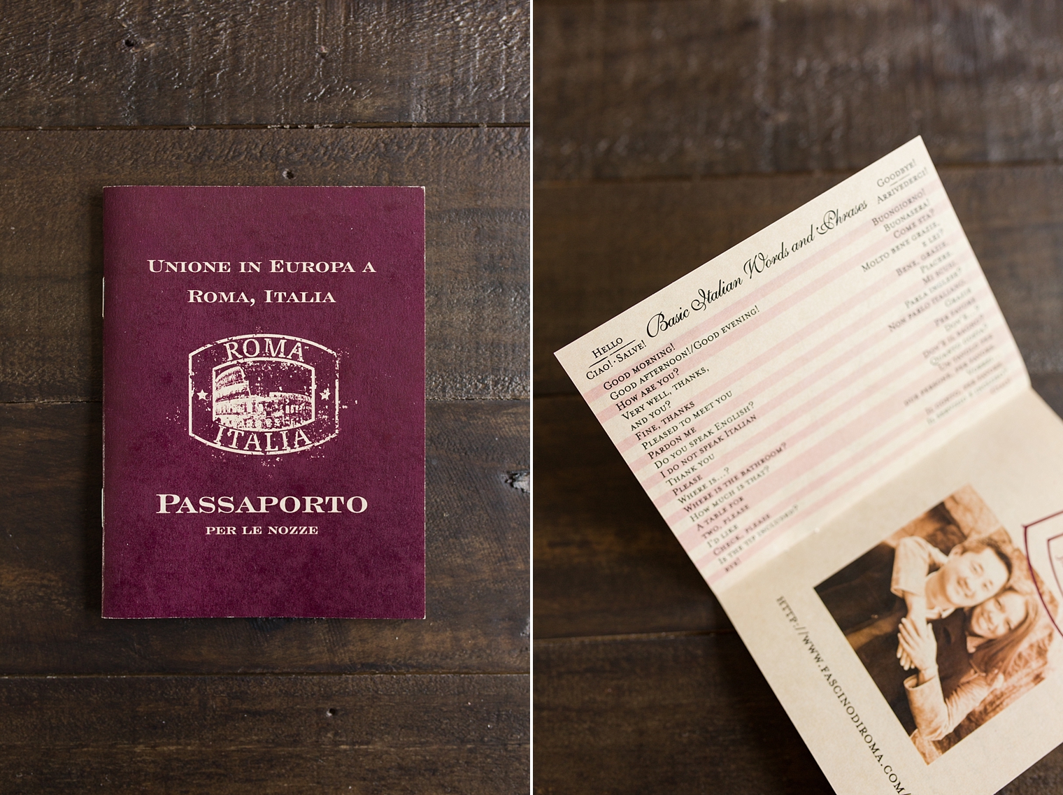 Passport-themed wedding invitation