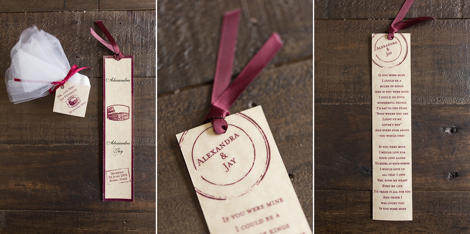 Rome wedding seating cards