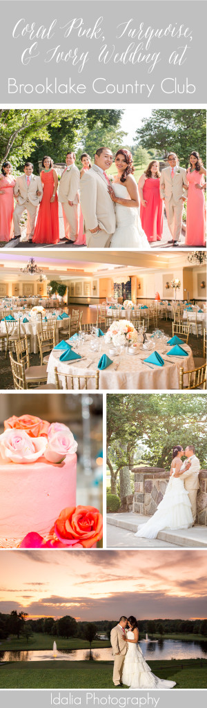 Coral Pink Wedding at Brooklake Country Club in Florham Park, NJ by Idalia Photography