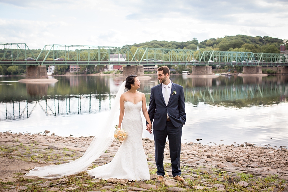 Delaware River Wedding Bride and Groom