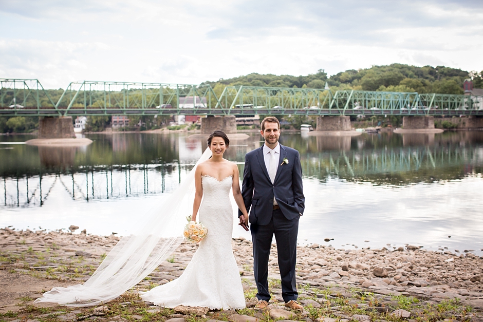 Delaware River Wedding Bride and Groom