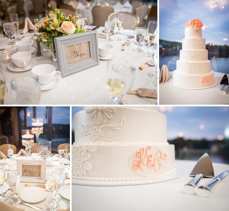 Riverside Ballroom Reception Peach and Ivory Cake