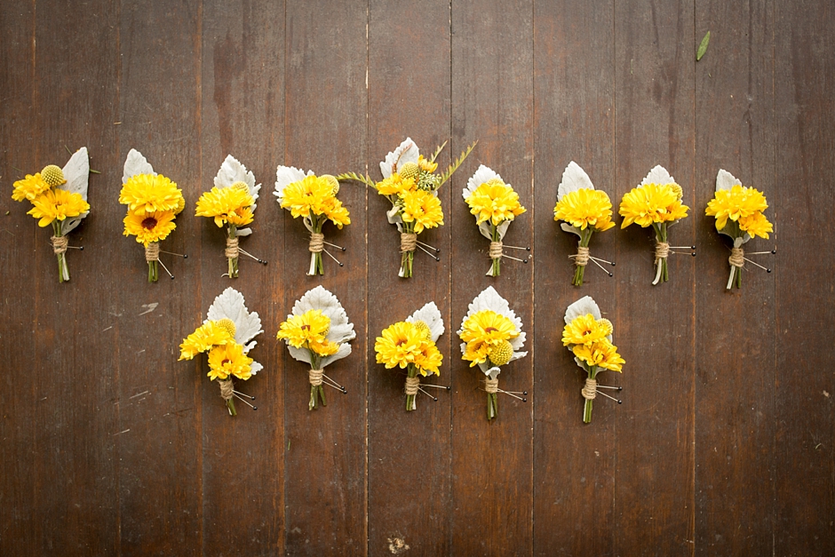 Rustic yellow boutonnieres photo