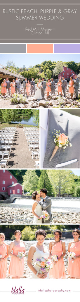 Rustic Peach, Purple, and Gray Wedding at the Red Mill Museum