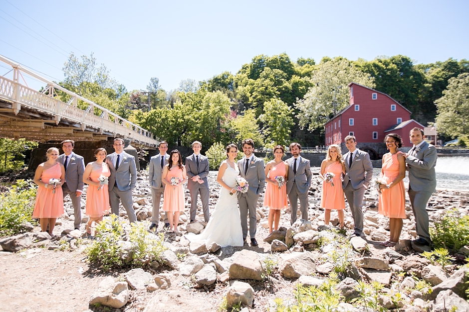 Peach and Gray Bridal Party Photo