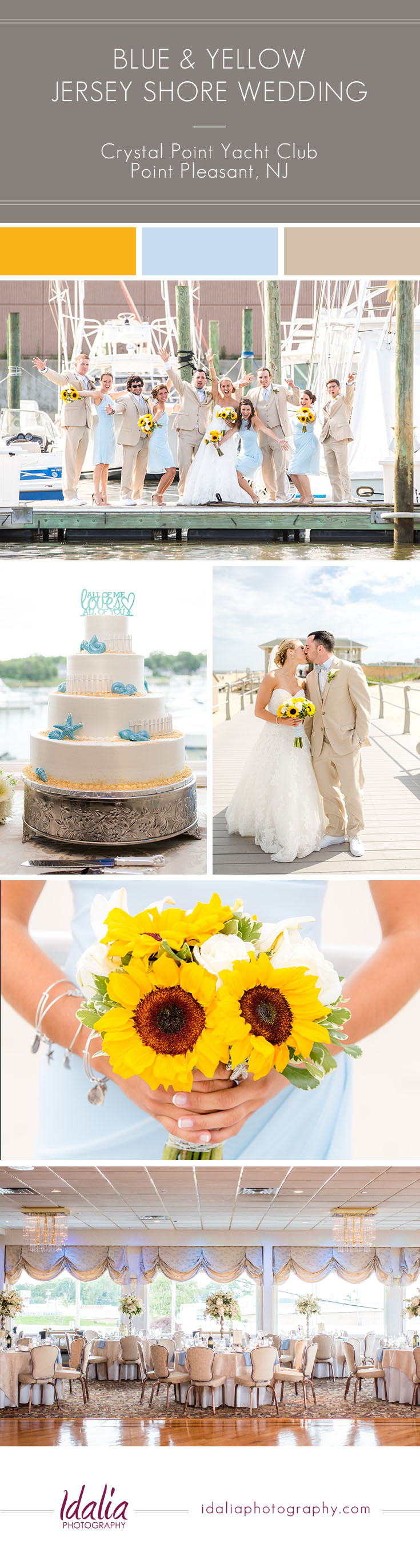 NJ Wedding | Crystal Point Yacht Club | Jersey Shore | Yellow and Blue Summer Wedding