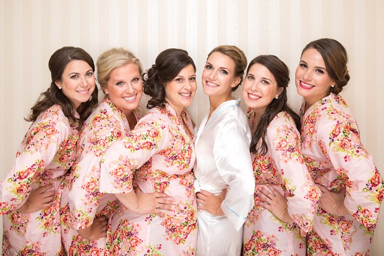 Lake Mohawk Country Club Wedding Photos Bridesmaids in flowered robes