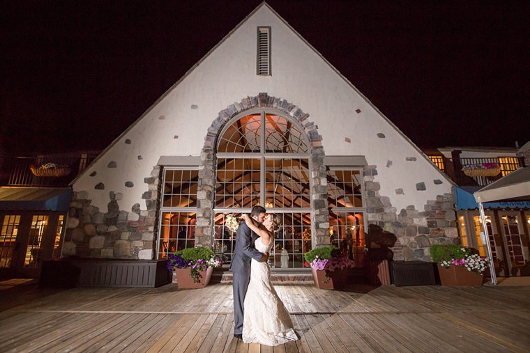 Lake Mohawk Country Club Wedding bride and groom night photo