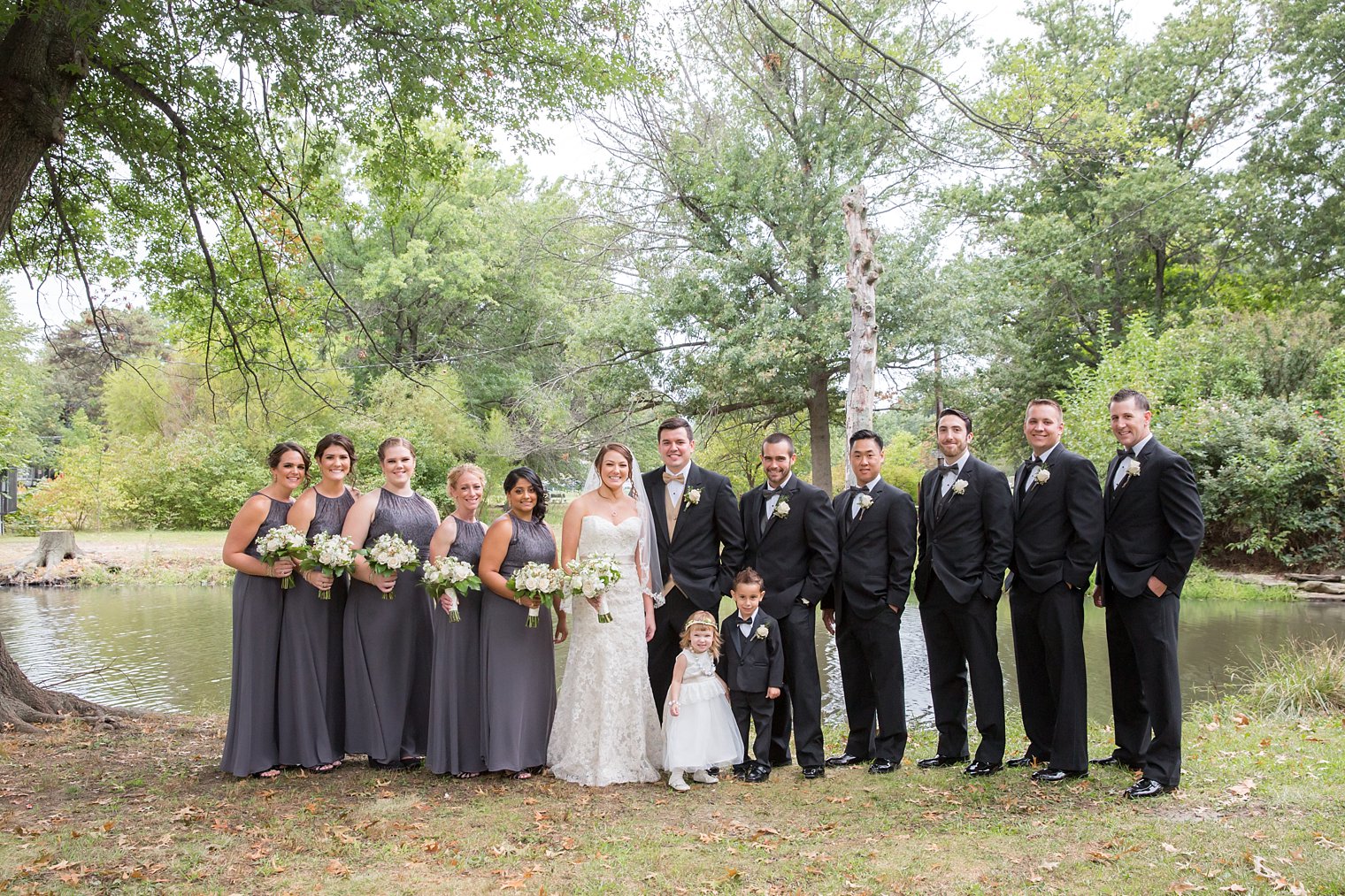 gray and gold bridal party