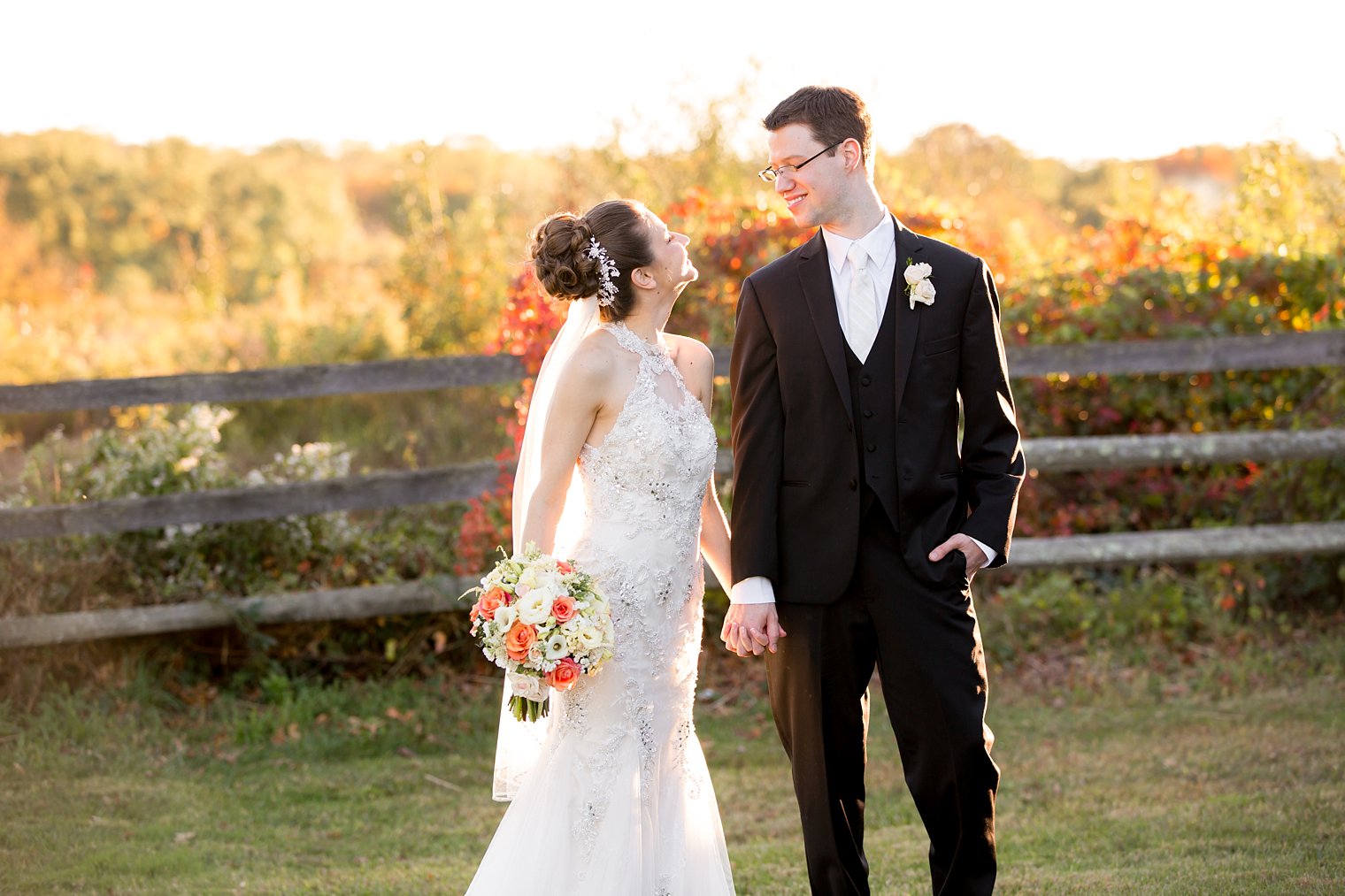 Basking Ridge Country Club happy bride and groom