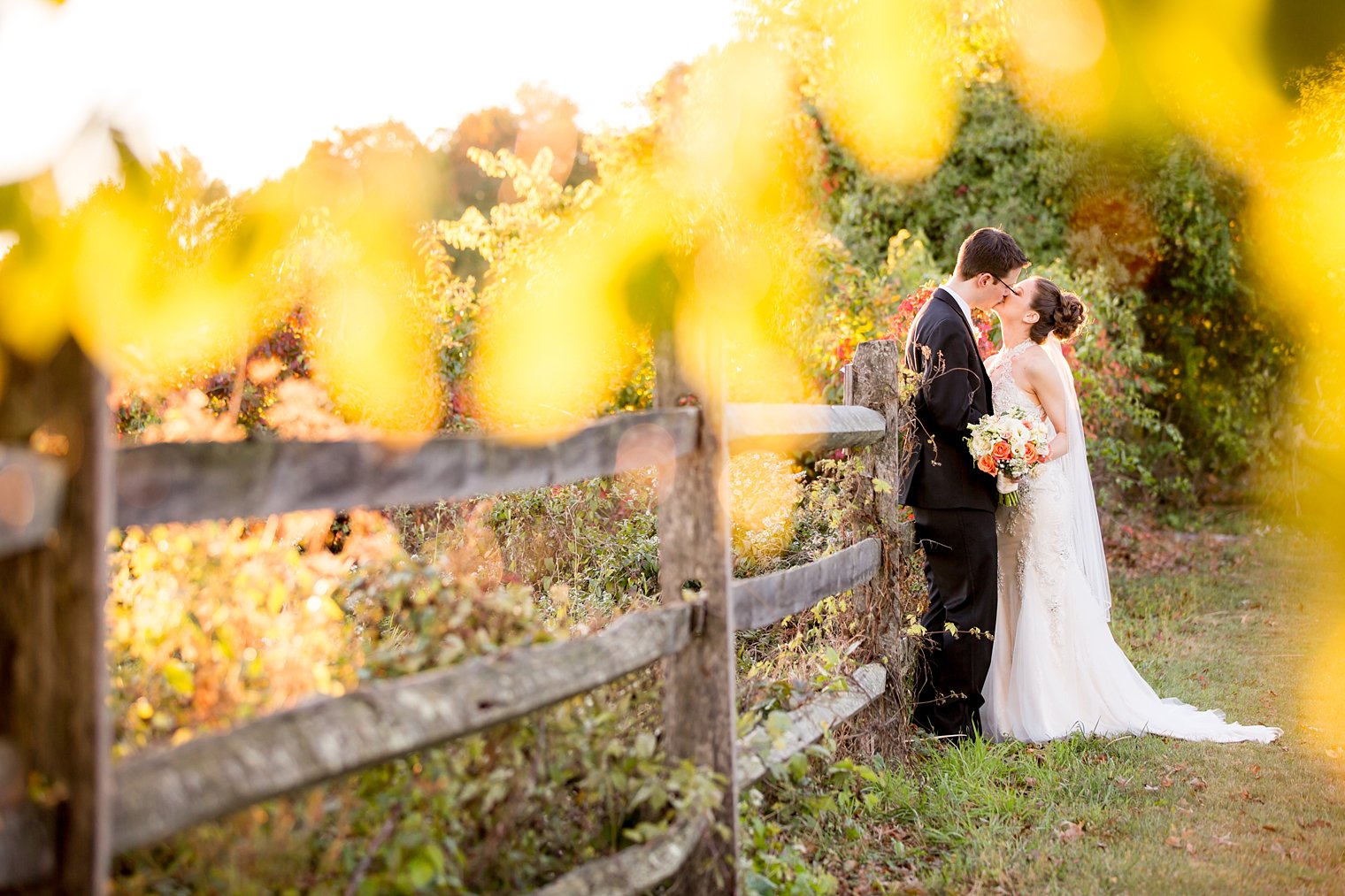 Basking Ridge Country Club kissing bride and groom