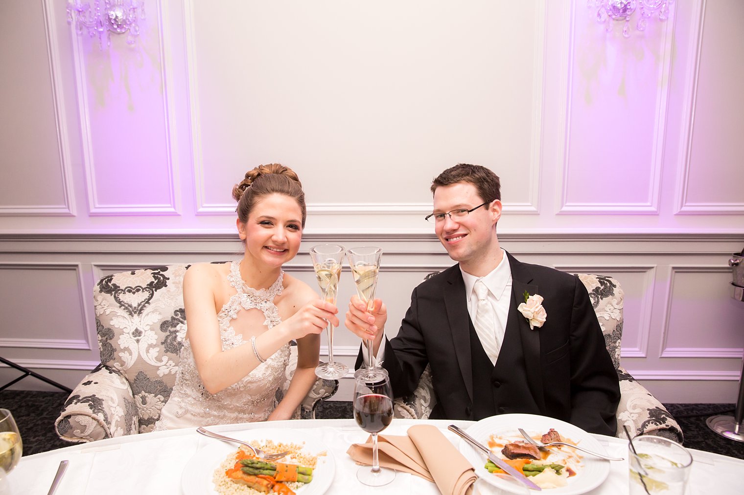 Basking Ridge Country Club bride and groom at sweetheart table photo