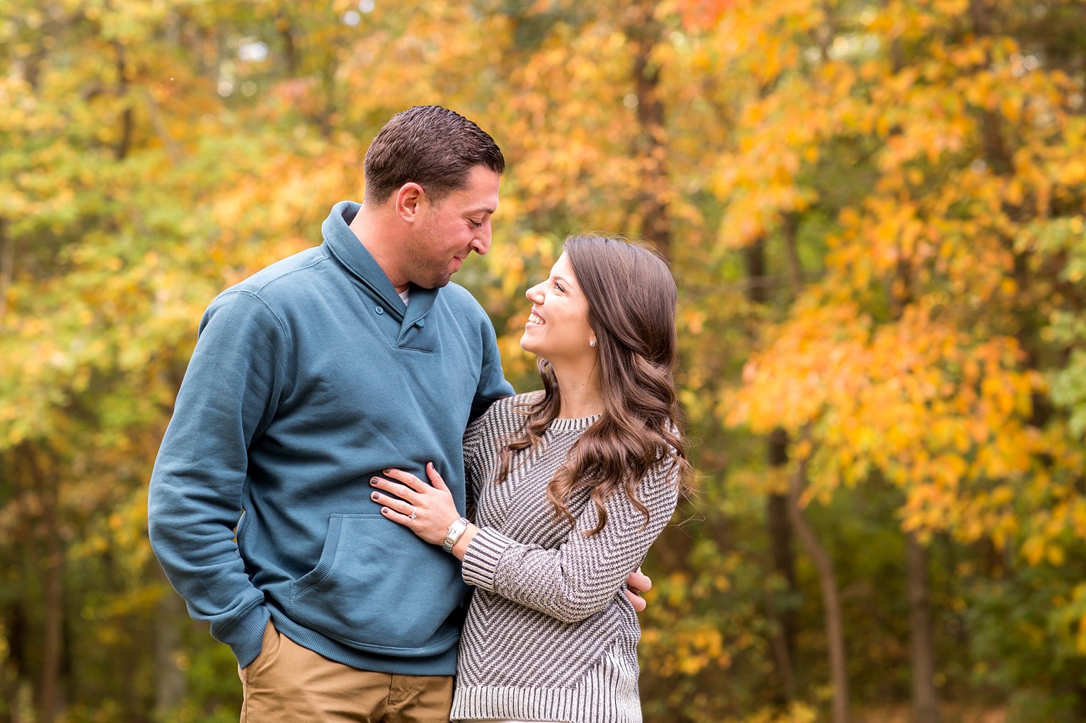 NJ Fall Engagement Session engaged couple photo