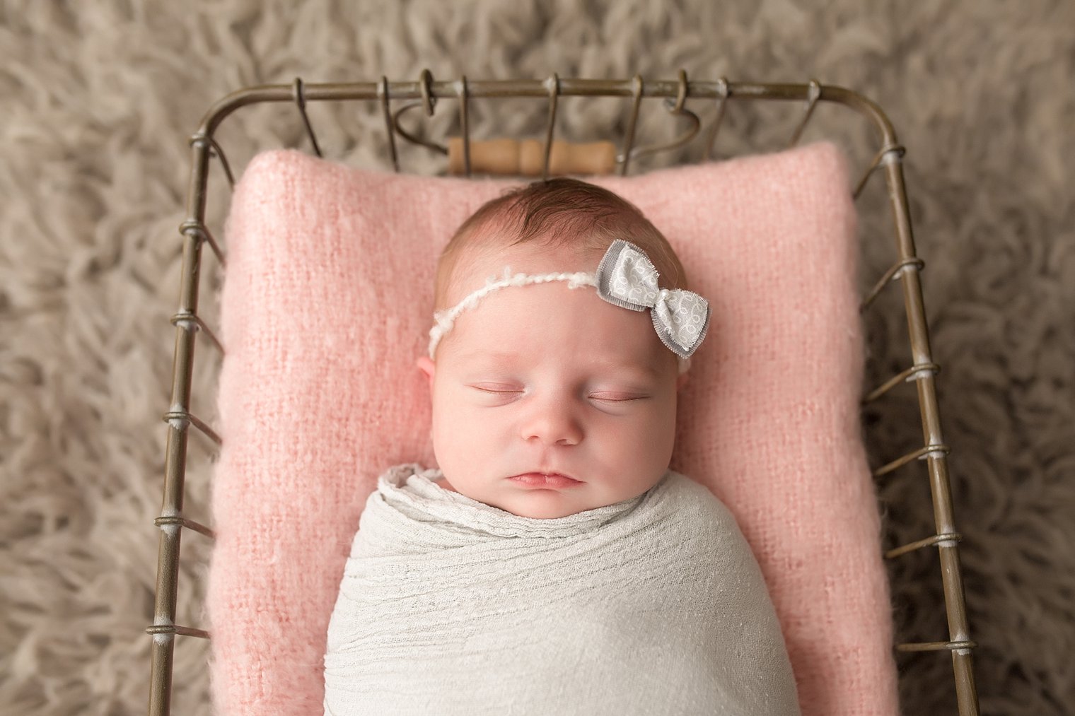 Princeton NJ Newborn Photographer newborn girl in pink and gray