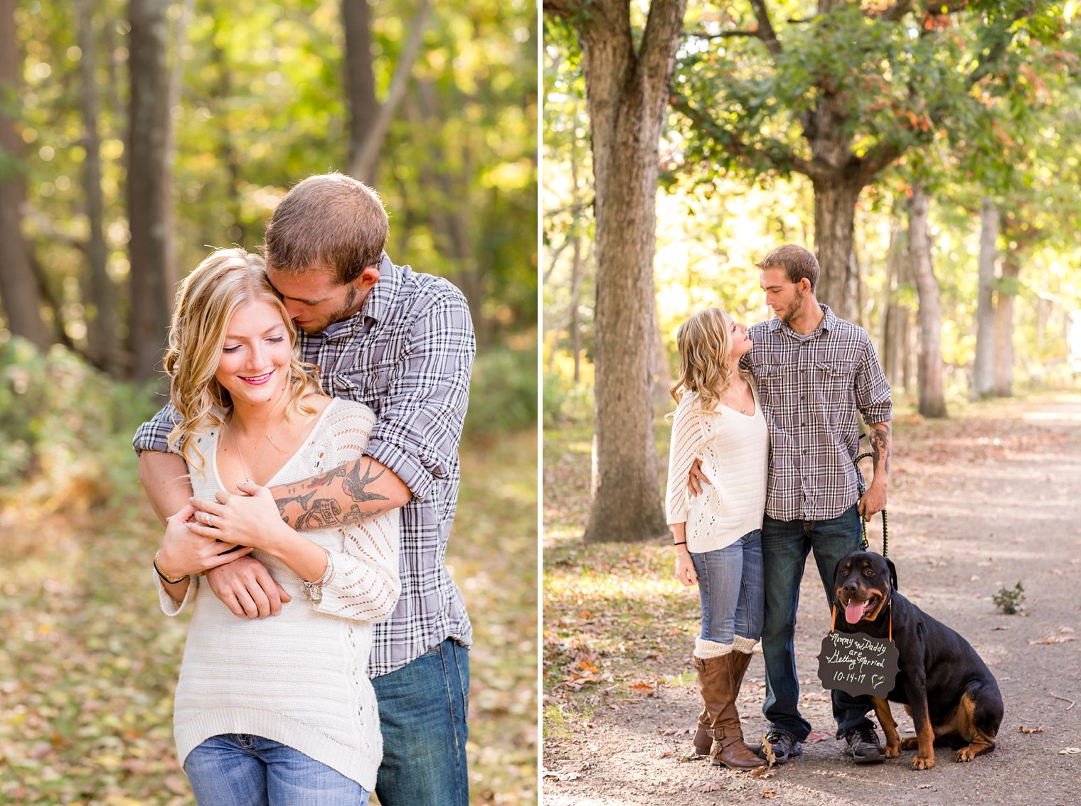 Central NJ Engagement Photographer engaged couple photo with dog