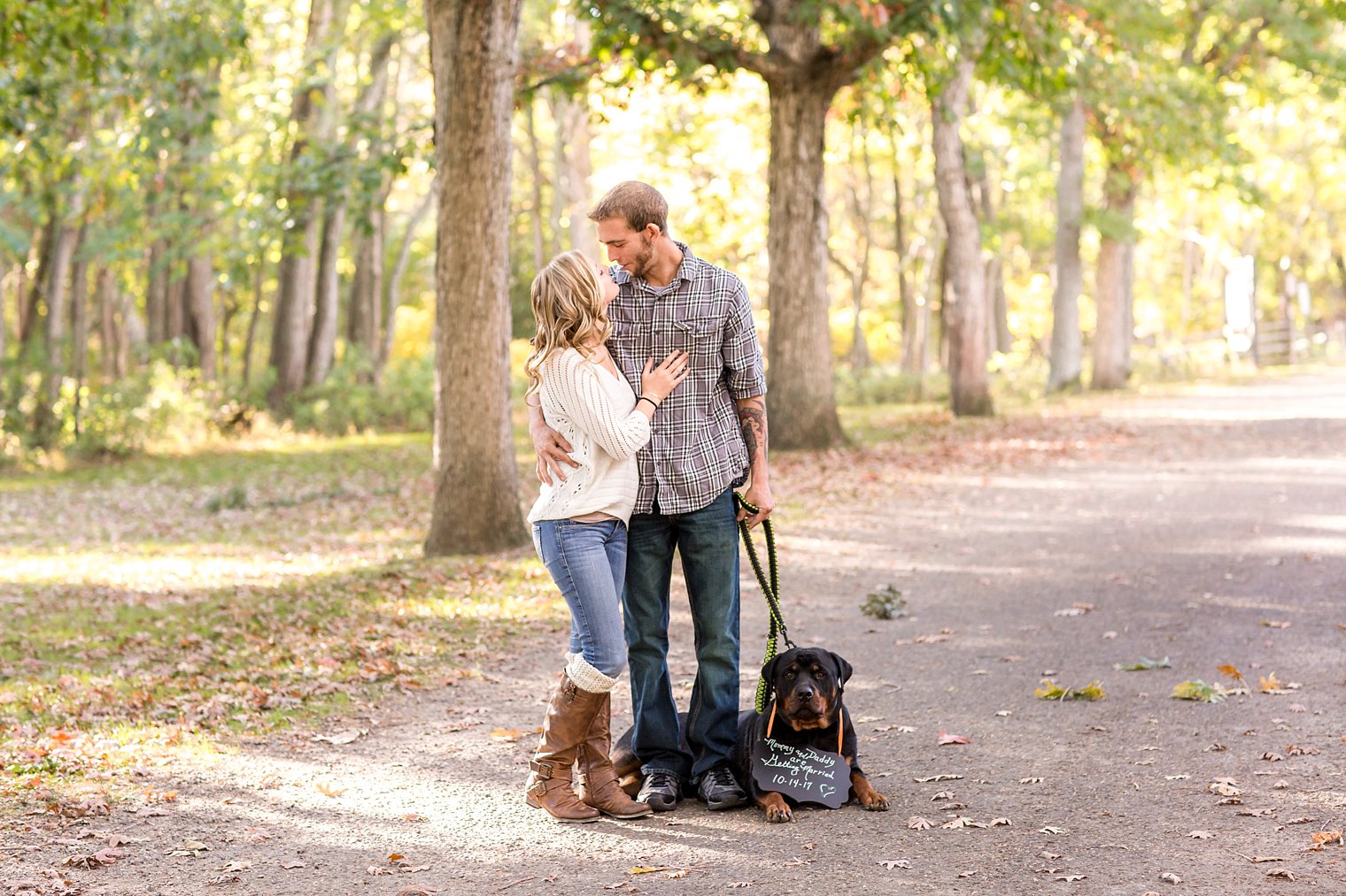 Central NJ Engagement Photographer save the date with dog photo