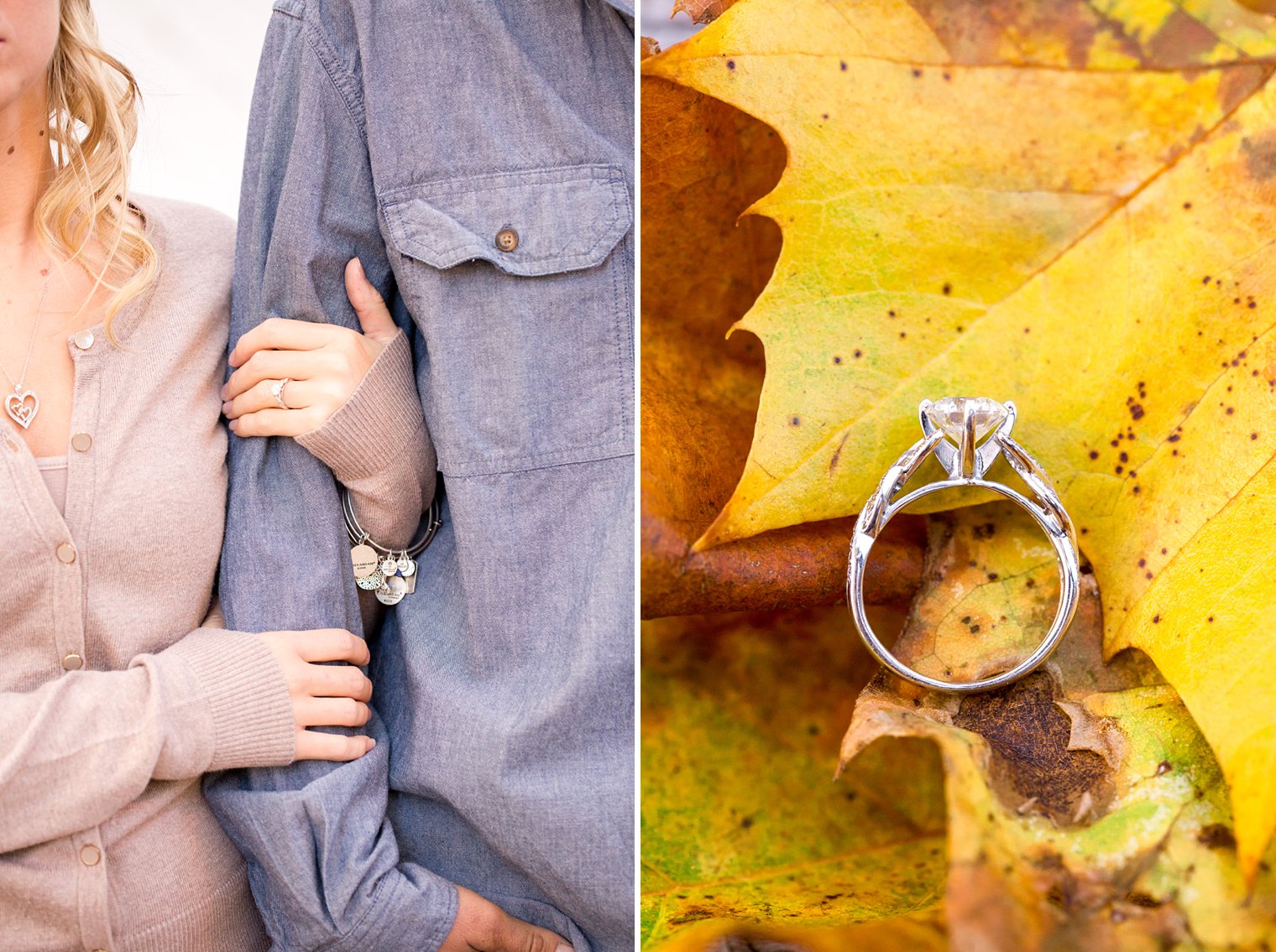 Central NJ Engagement Photographer fall engagement ring photos