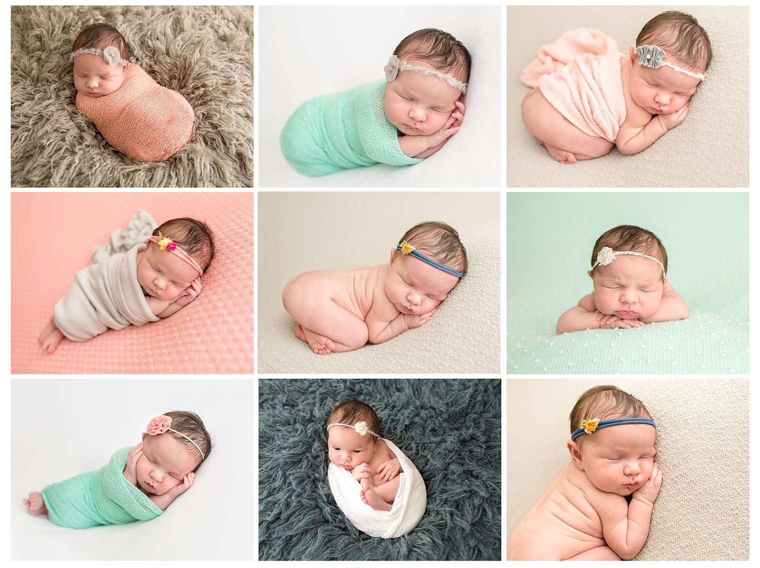 New Egypt NJ Newborn Photographer baby in blue mint coral photo