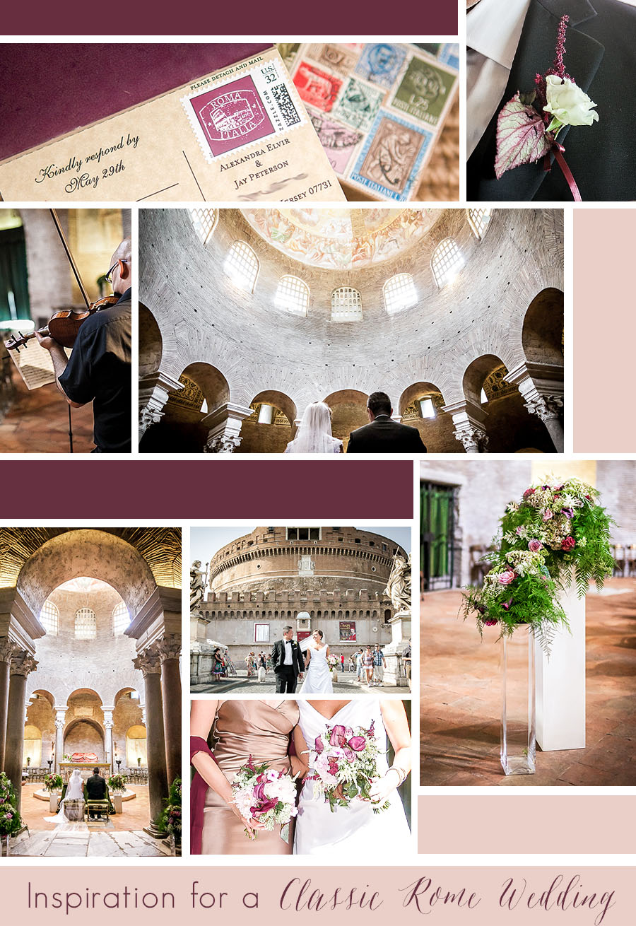 Inspiration for a Classic Rome Wedding | Merlot and Taupe Wedding Colors