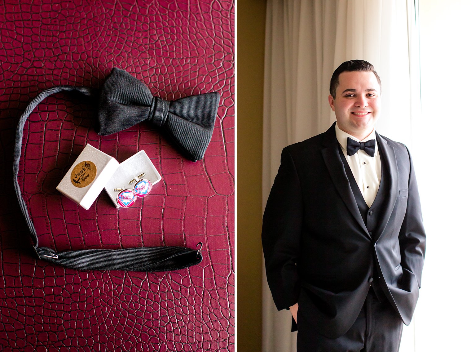 il Tulipano Wedding Photos groom with Phillies cufflinks photo