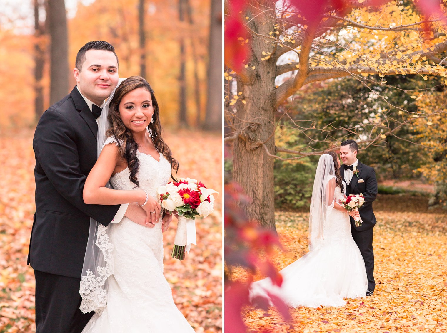 Bride and groom photo at Frelinghuysen Arboretum in Morristown, NJ