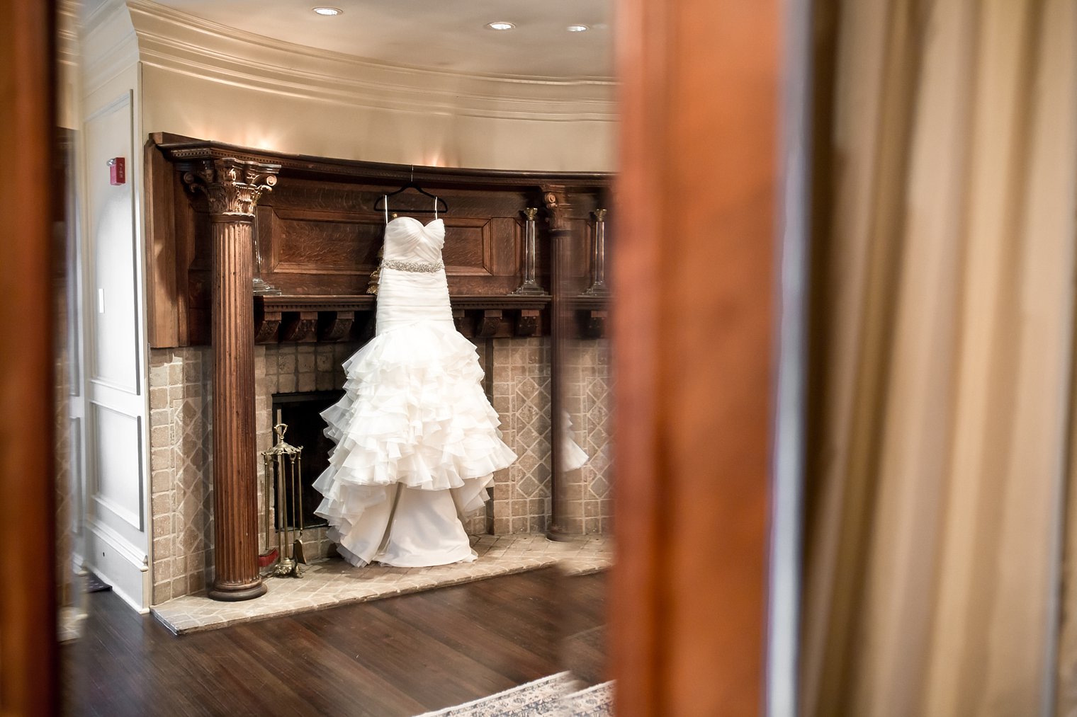 Park Savoy wedding dress photo in bridal suite