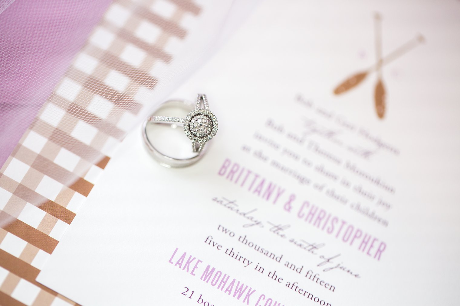 purple and brown wedding invitation photo