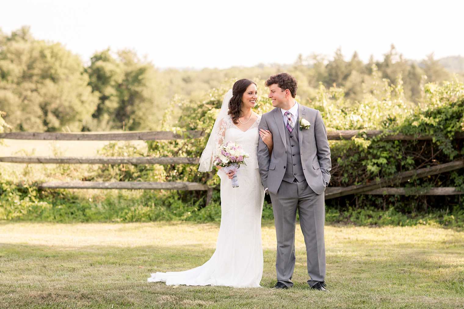 Basking Ridge Country Club purple and gray wedding photo