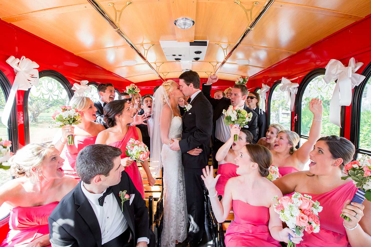 Long Branch Trolley wedding photo