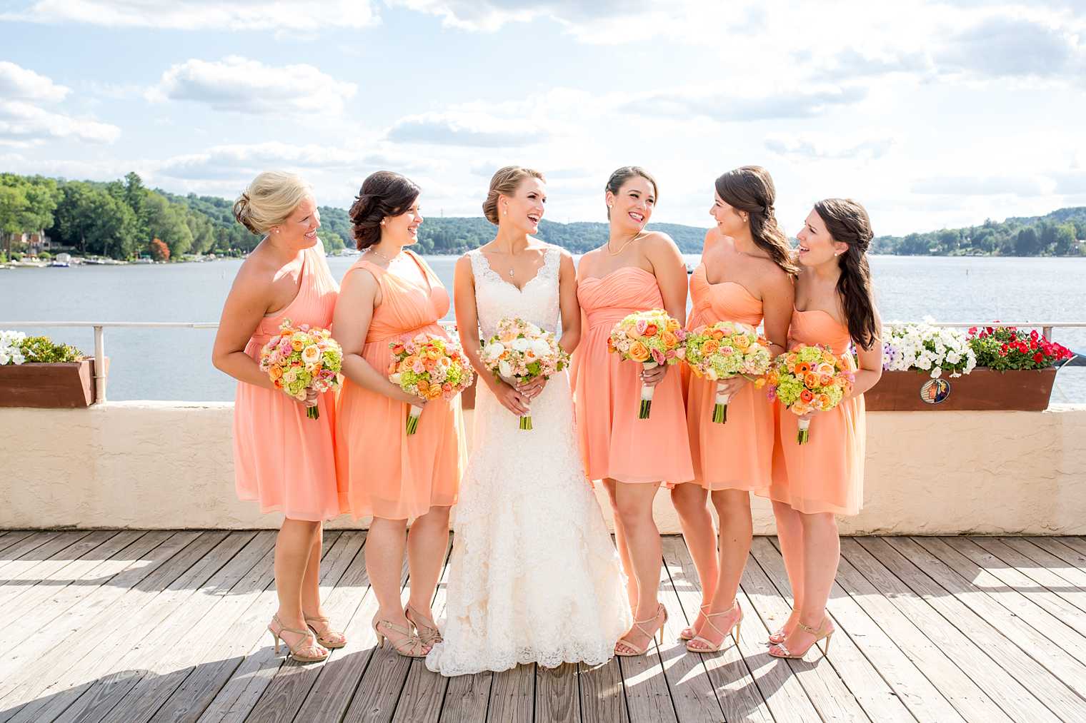 Peach wedding at Lake Mohawk photo