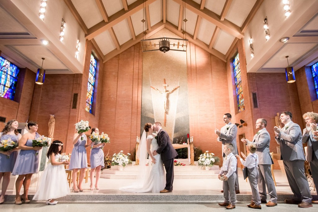 St. Theresa's Kenilworth NJ Wedding first kiss photo