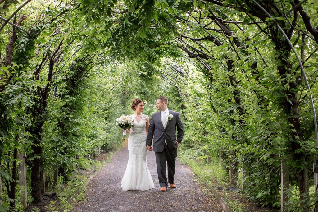 Snug Harbor Wedding bride and groom walking photo