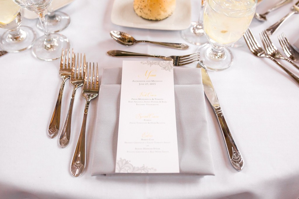 Snug Harbor Wedding custom menu