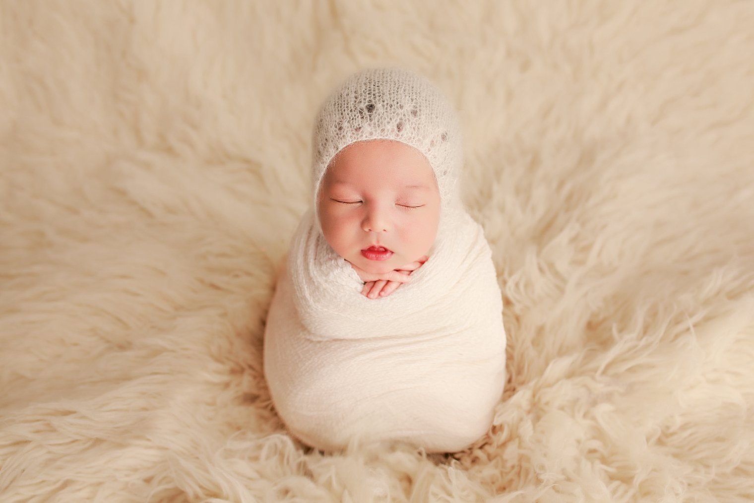 Manalapan NJ Newborn Photographer photo of baby in potato sack pose