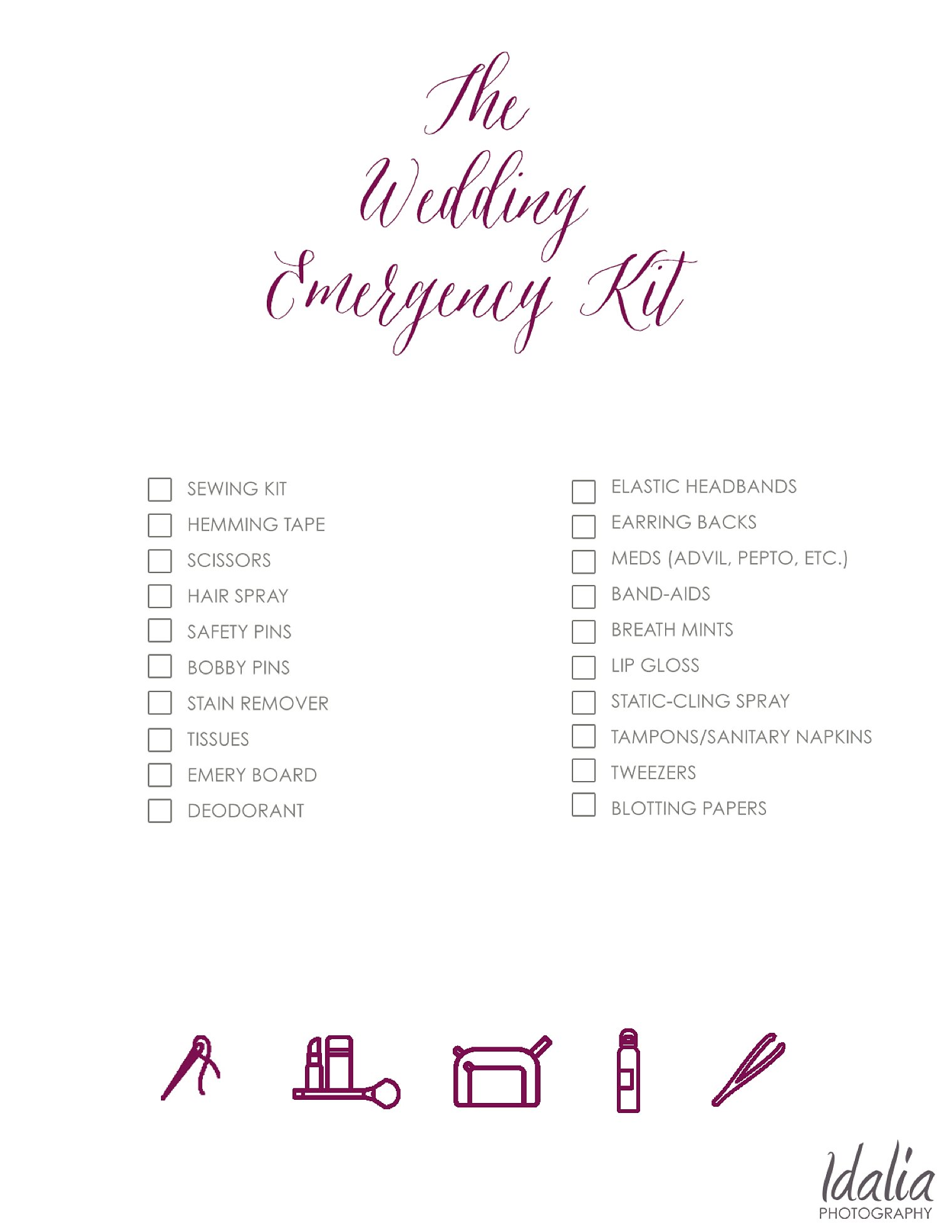 BLANK Wedding Day Mini Emergency Kit