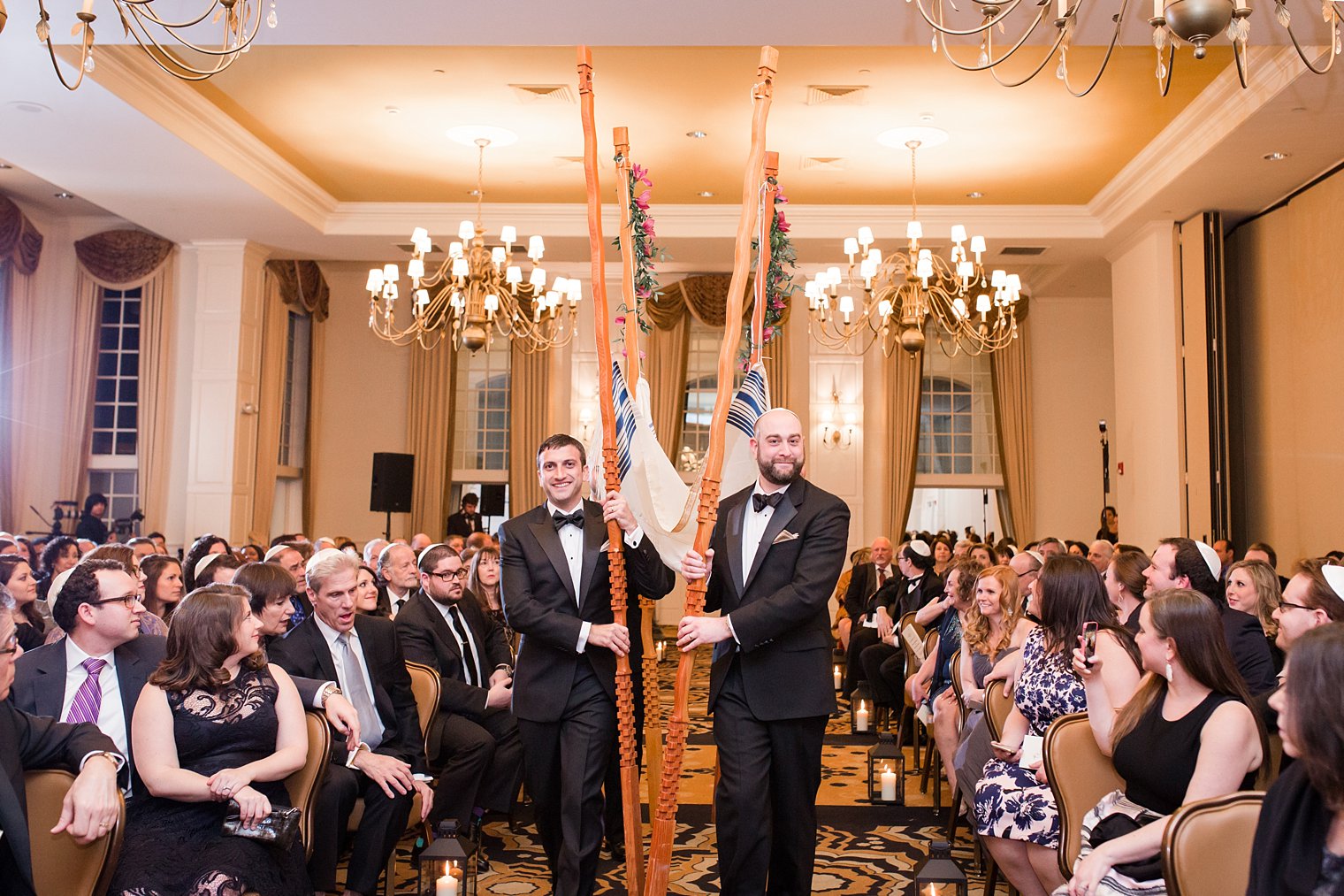 Jewish ceremony processional with handmaid chuppah