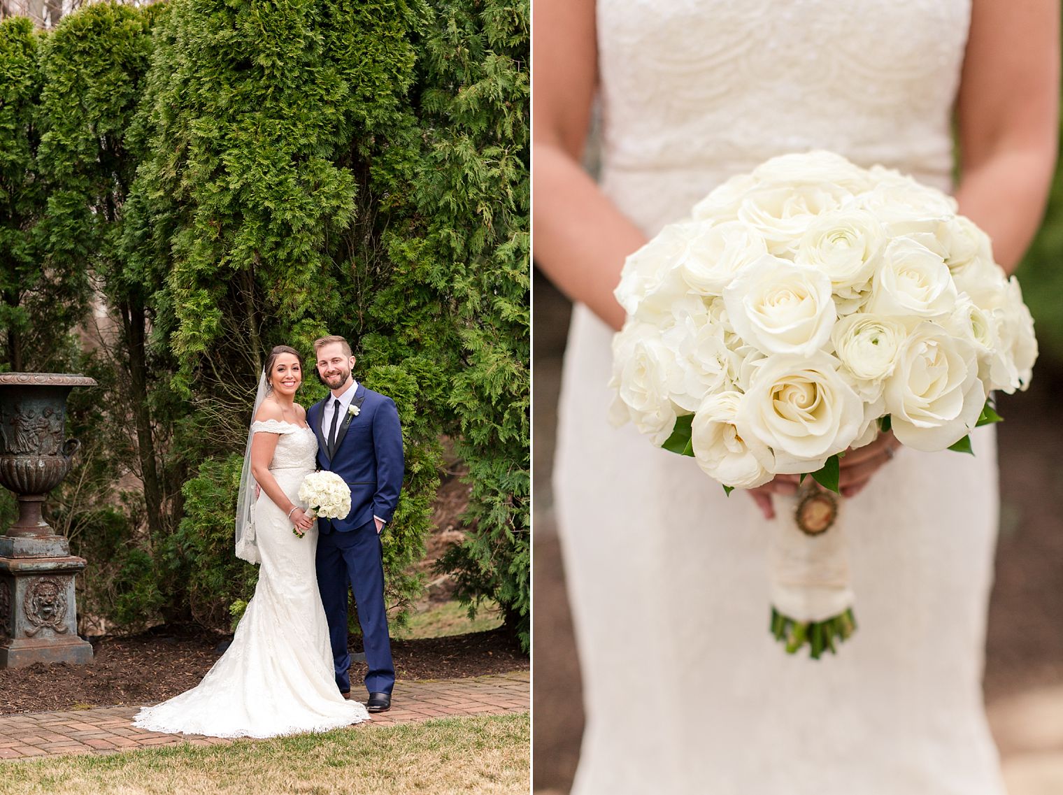 Bride and groom in Park Savoy gardens