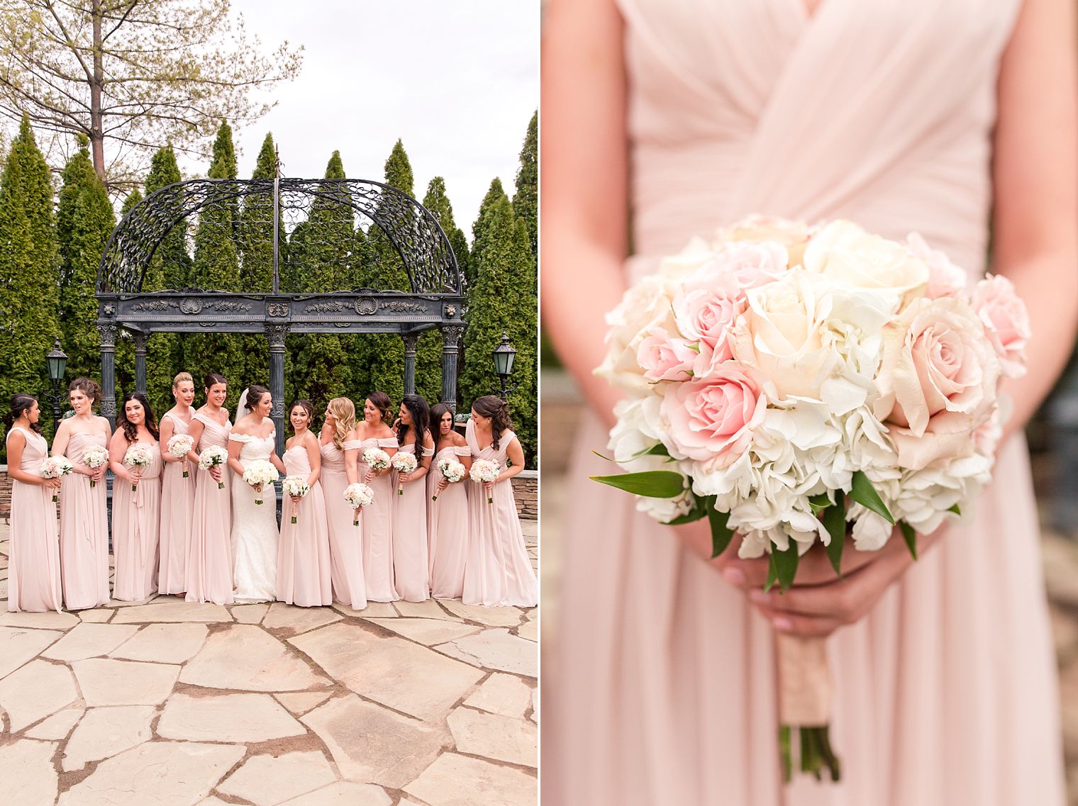 Blush wedding bridesmaid photos