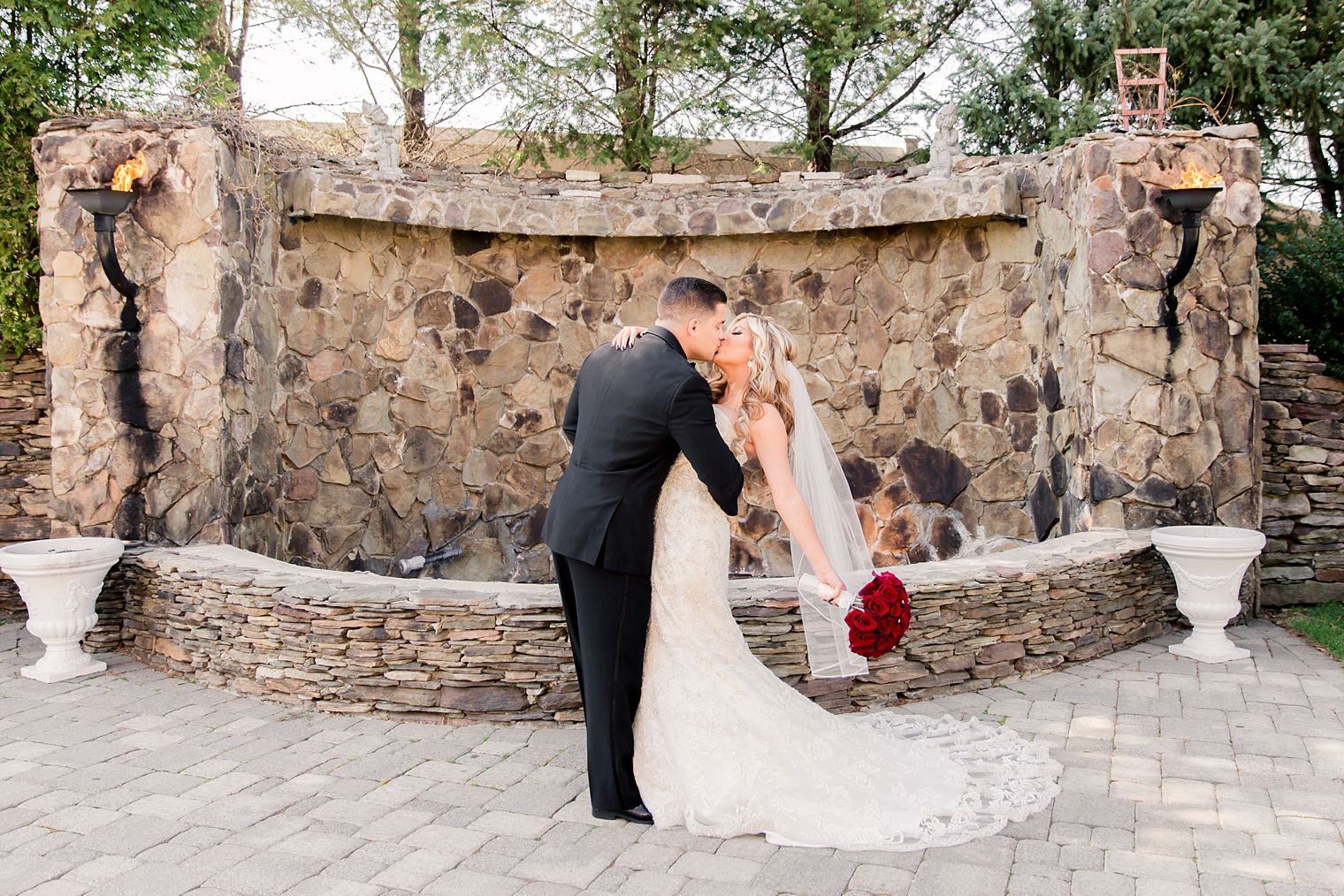 Groom dipping his bride