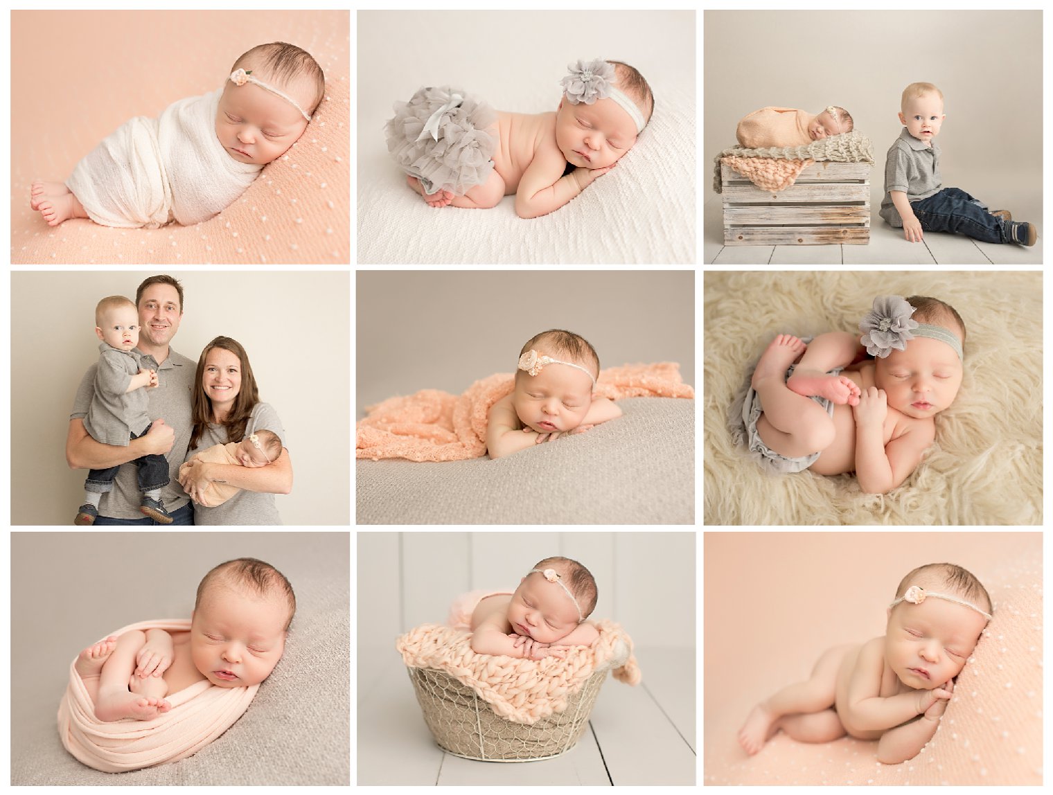 Peach and gray newborn session by NJ Newborn Photographer Idalia Photography