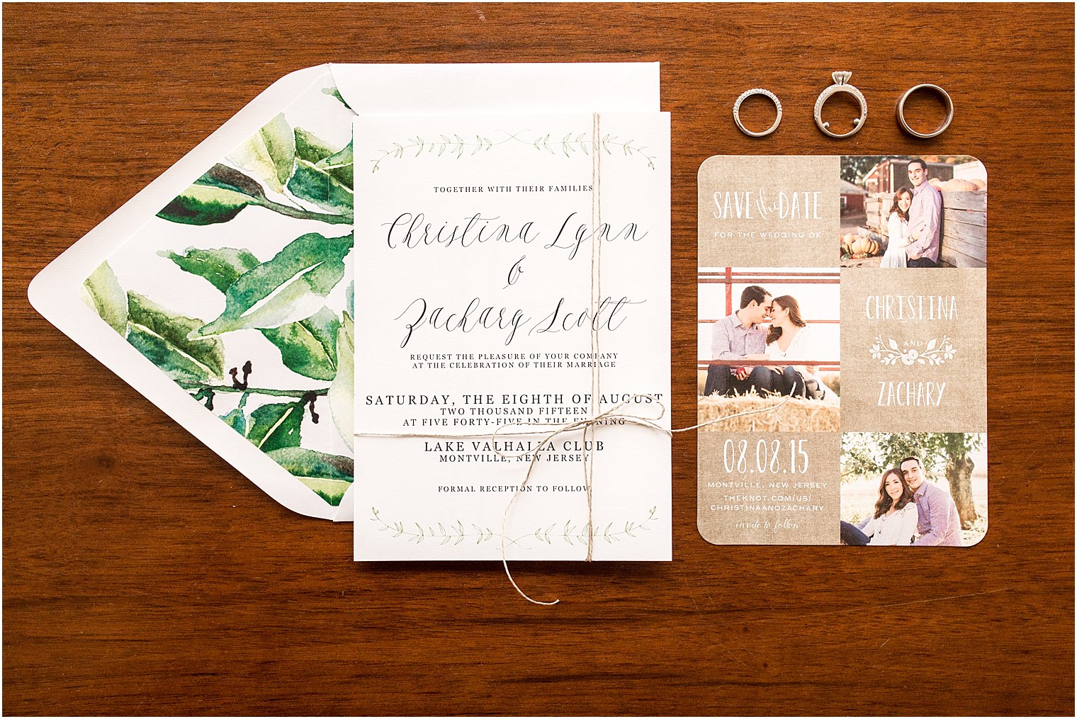 Wedding invite with greenery