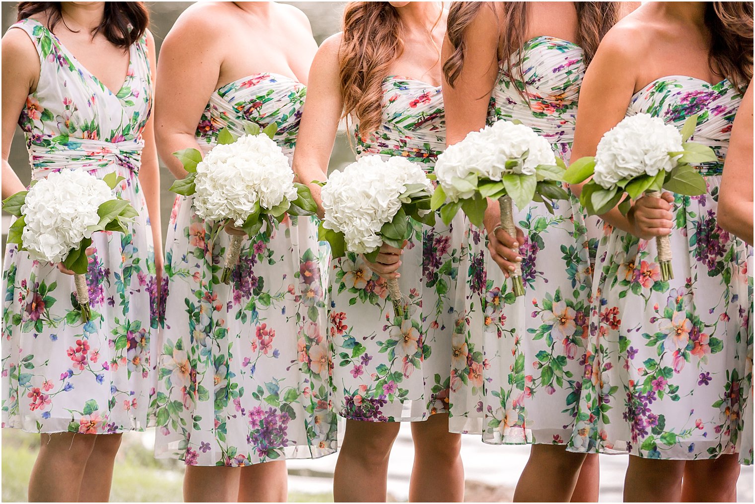 Donna Morgan flowery bridesmaid dresses