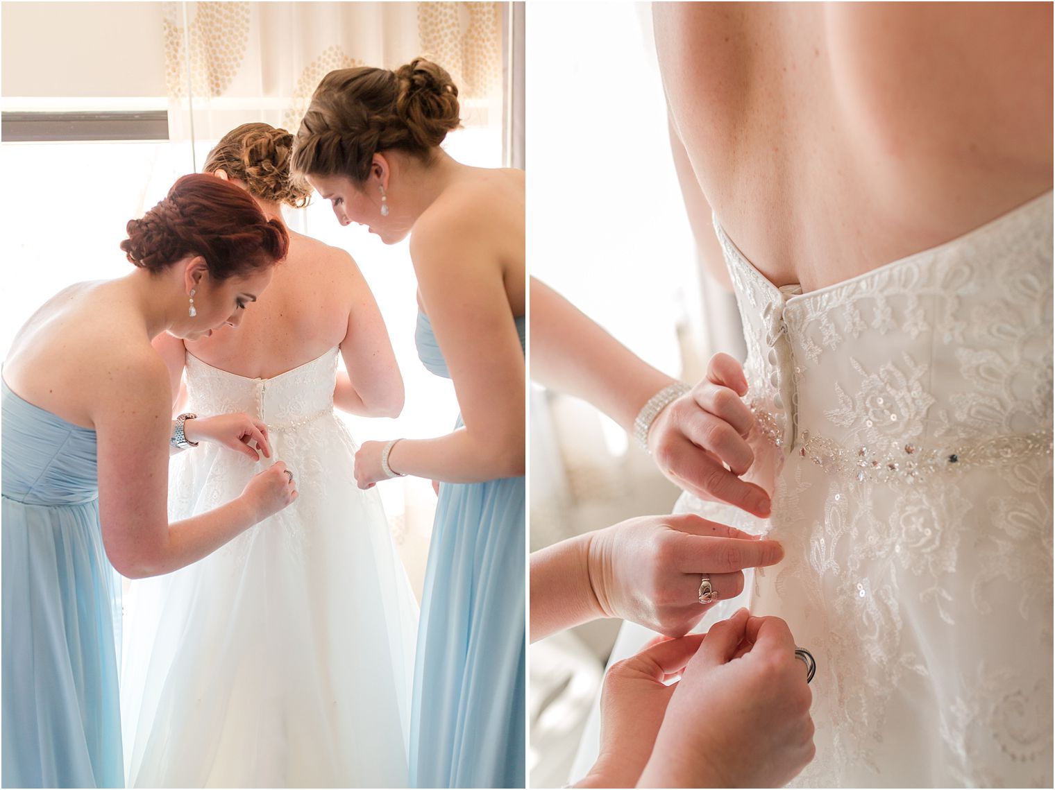 Bride getting ready at Crowne Plaza in Plainsboro, NJ