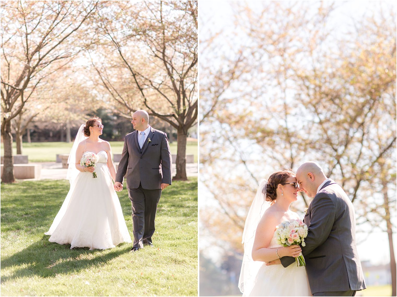 Bride and groom at Heritage Park, Cranbury, NJ