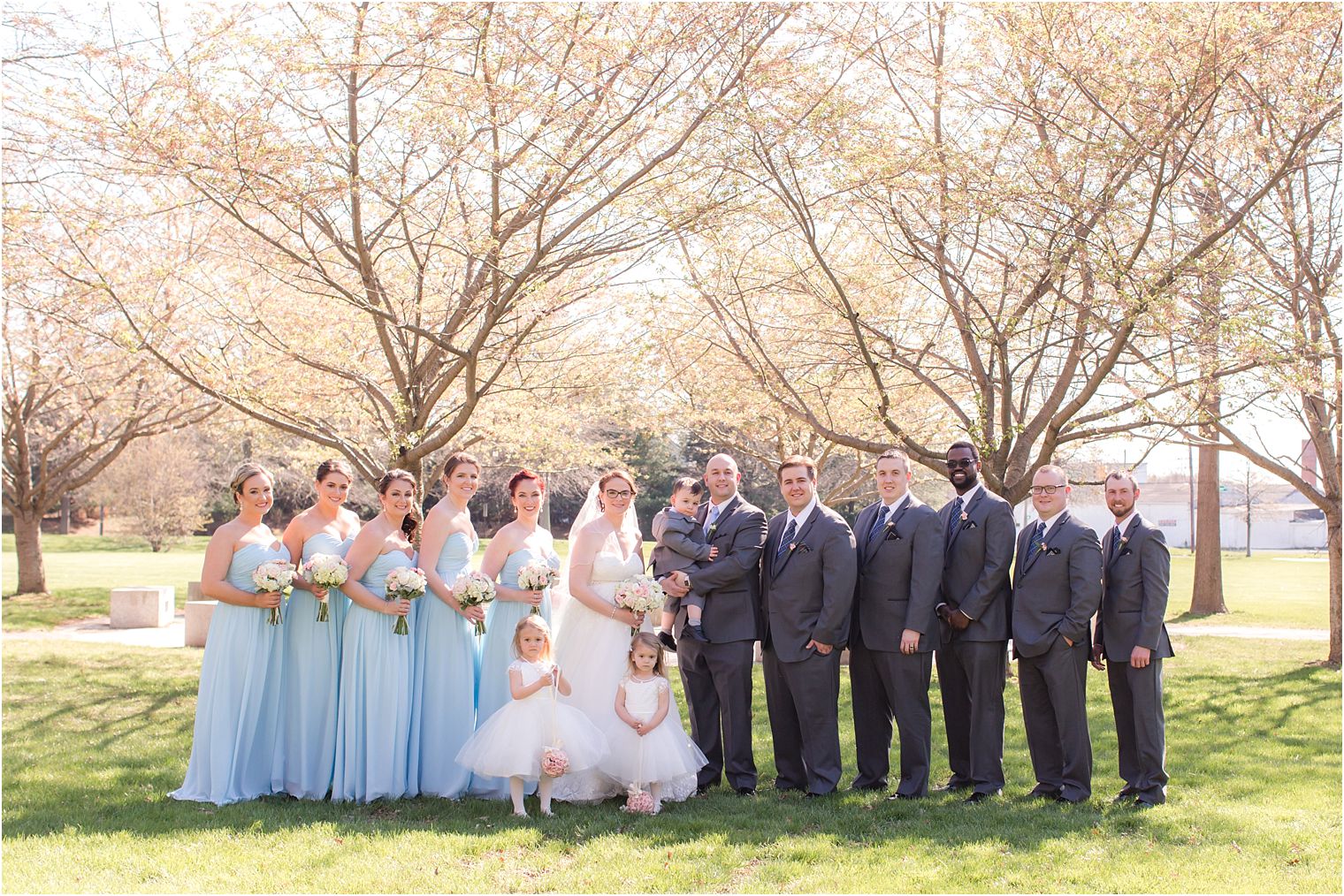 Bridal Party in blue and gray