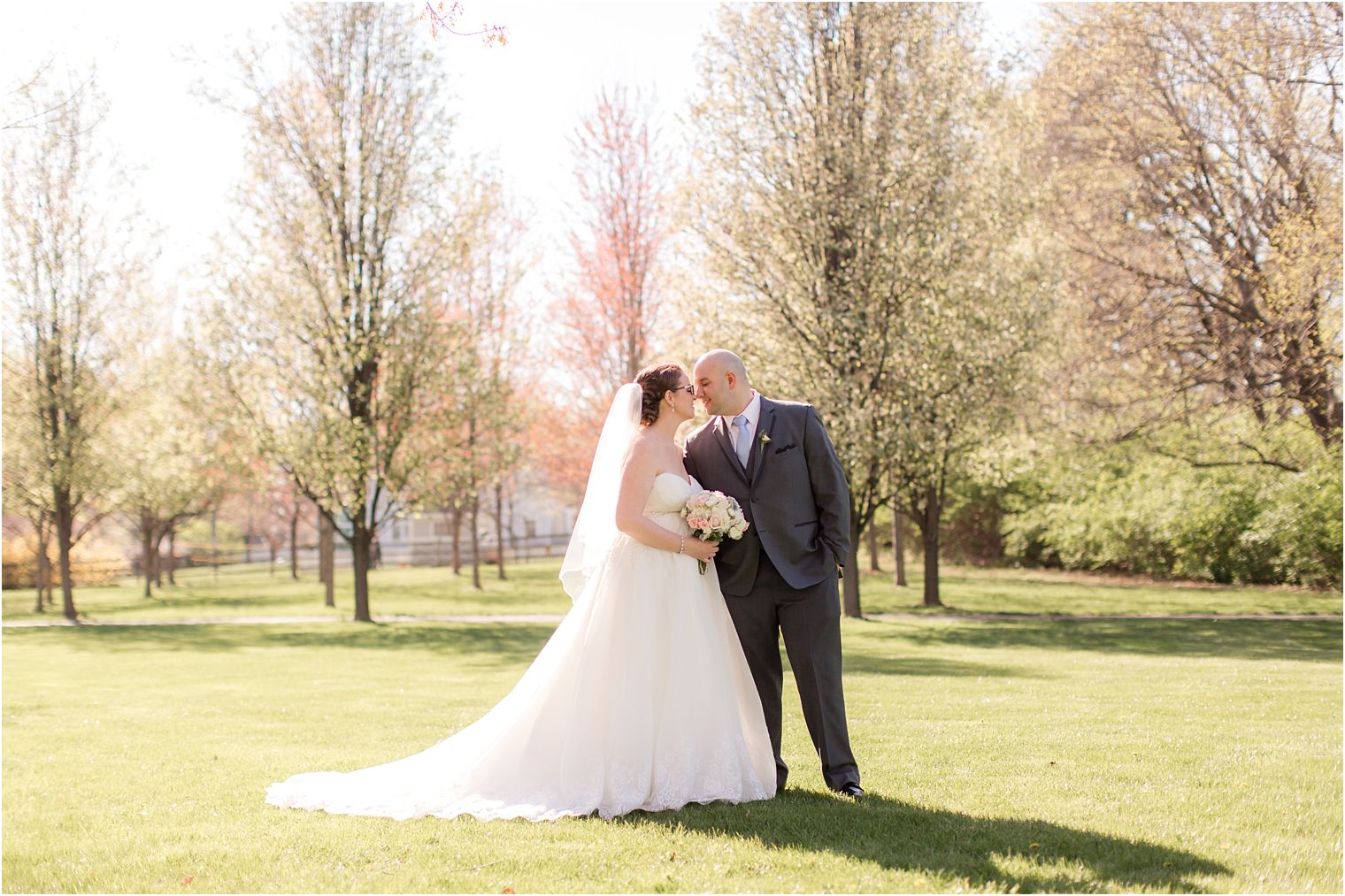 Bride and groom photo at Heritage Park, Cranbury NJ