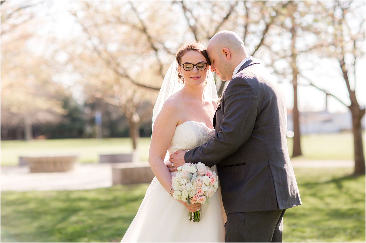 Romantic bride and groom portrait