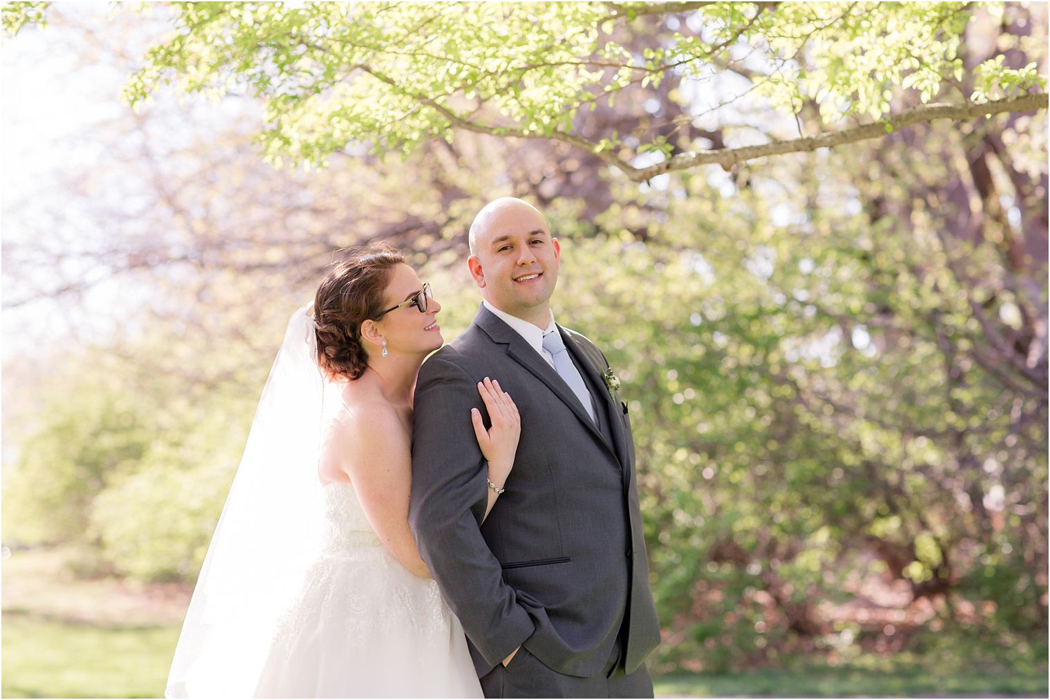 Groom in gray suit