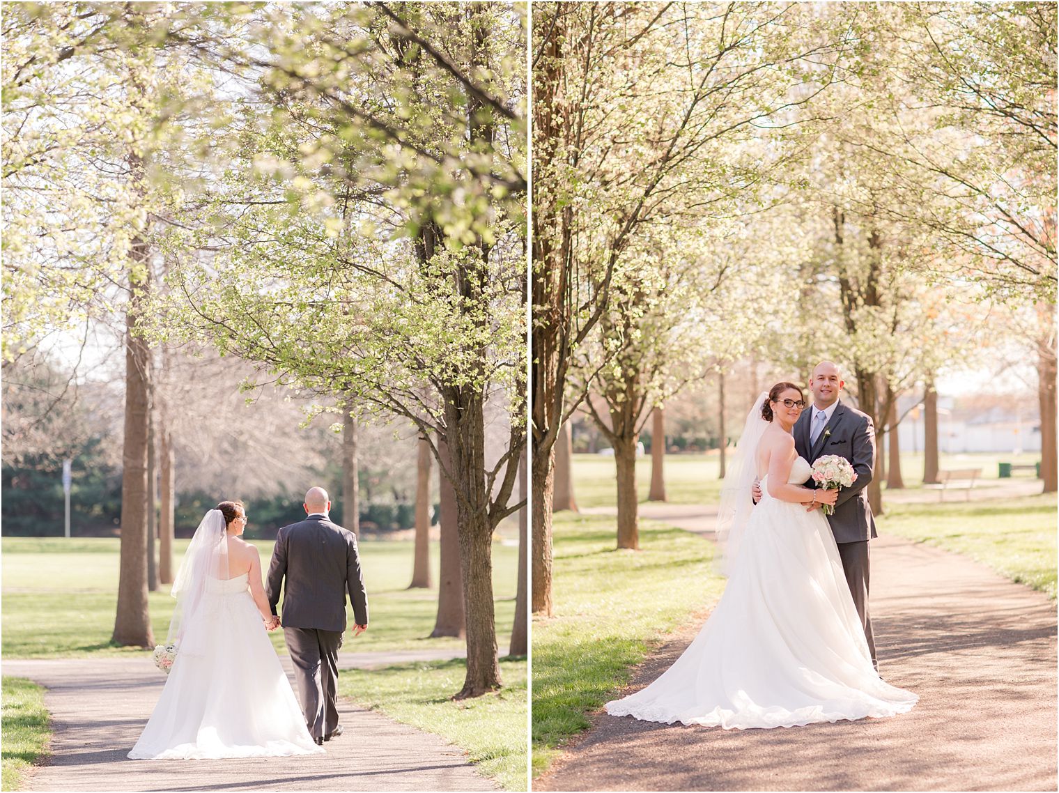 Bride and groom photos in Heritage Park, Cranbury