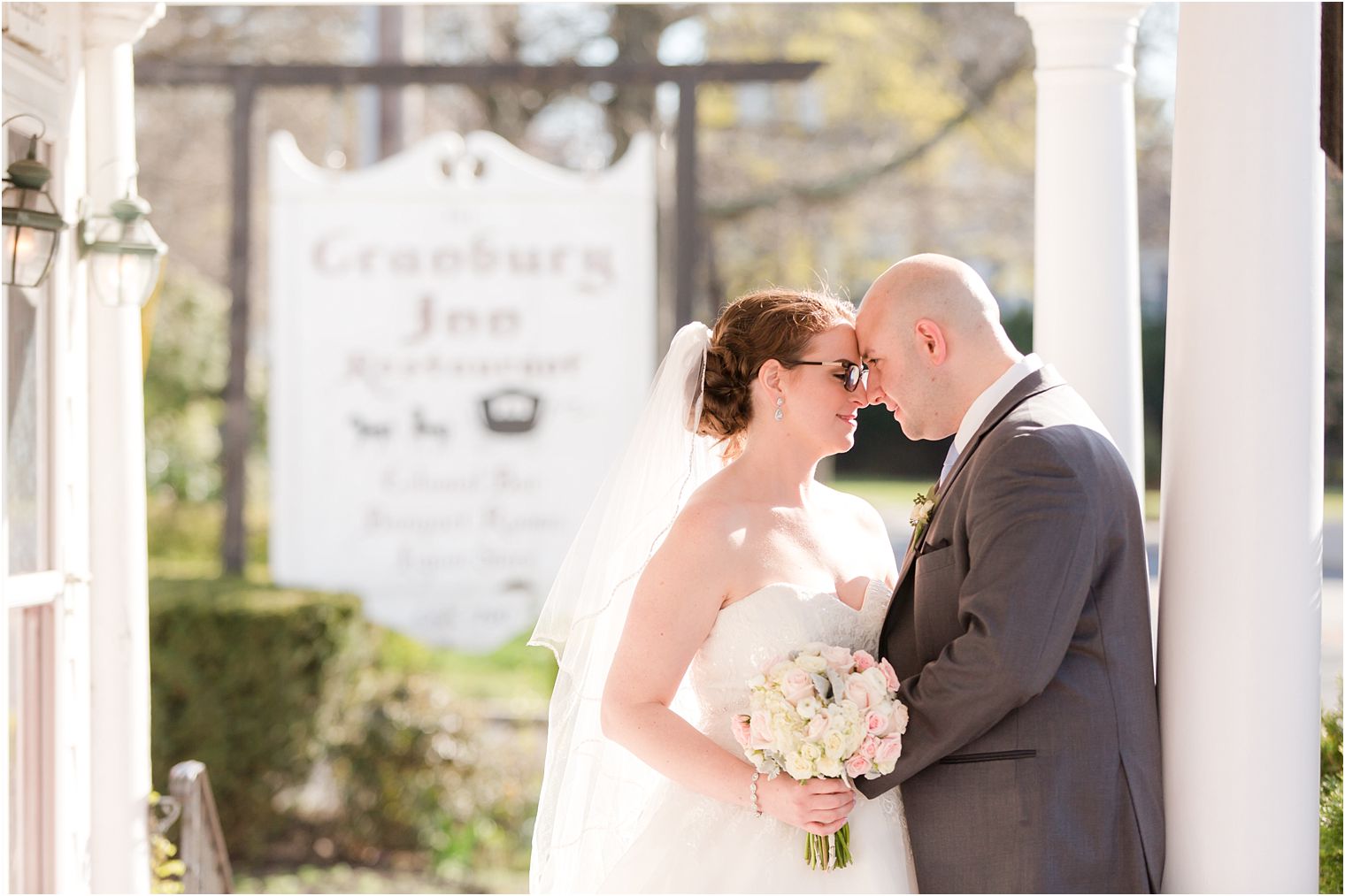 Romantic photo of bride and groom at Cranbury Inn